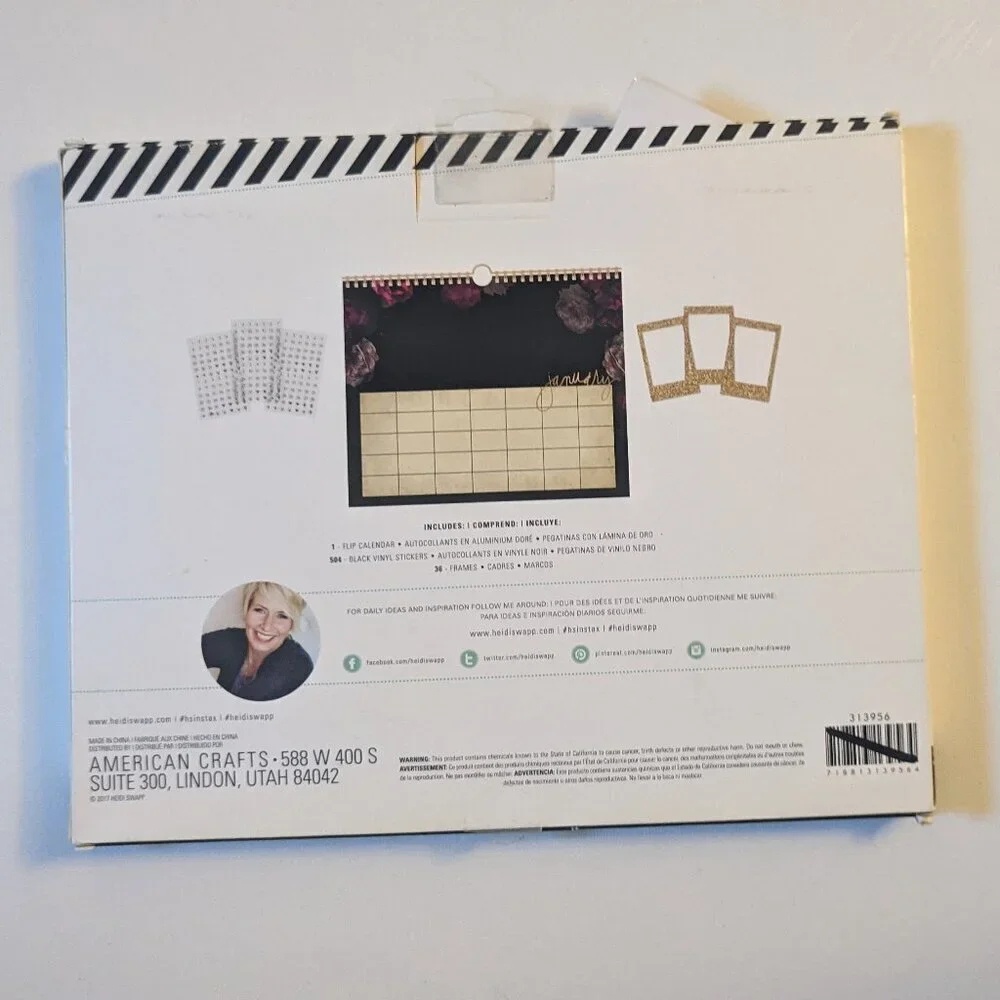 NWT Heidi Swapp 'Beautiful New Day' Roses Floral Undated Desk Flip Calendar NEW